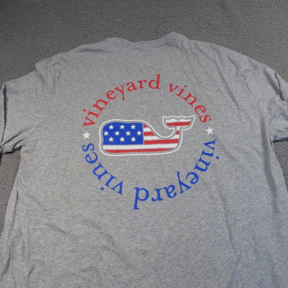 Vineyard Vines Mens Long Sleeve T-Shirt XLT Gray Patriotic American Flag Tee NEW - Picture 8 of 10